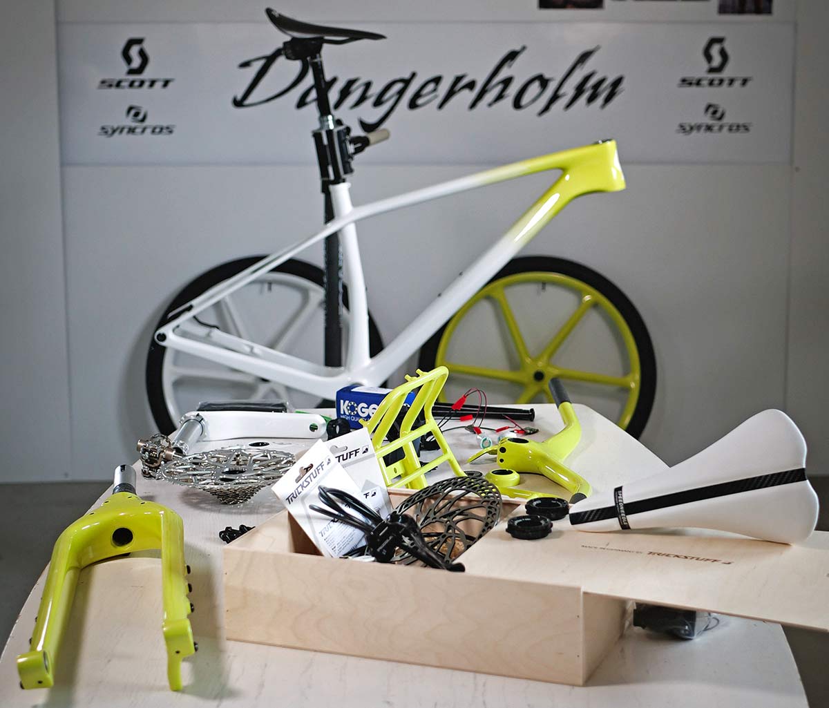 Dangerholm mellow yellow Scott Scale Gravel custom project bike, Gustav Gullholm dream bike builder, photo by Andreas Timfalt, build kit