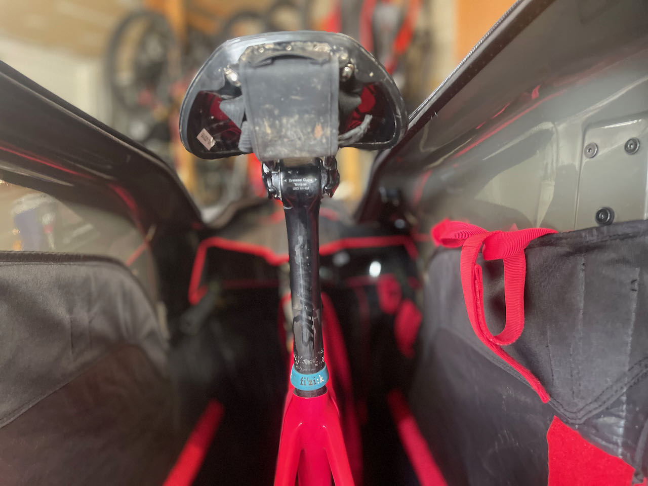 EVOCs Road Bike Bag Pro saddle view of full bag