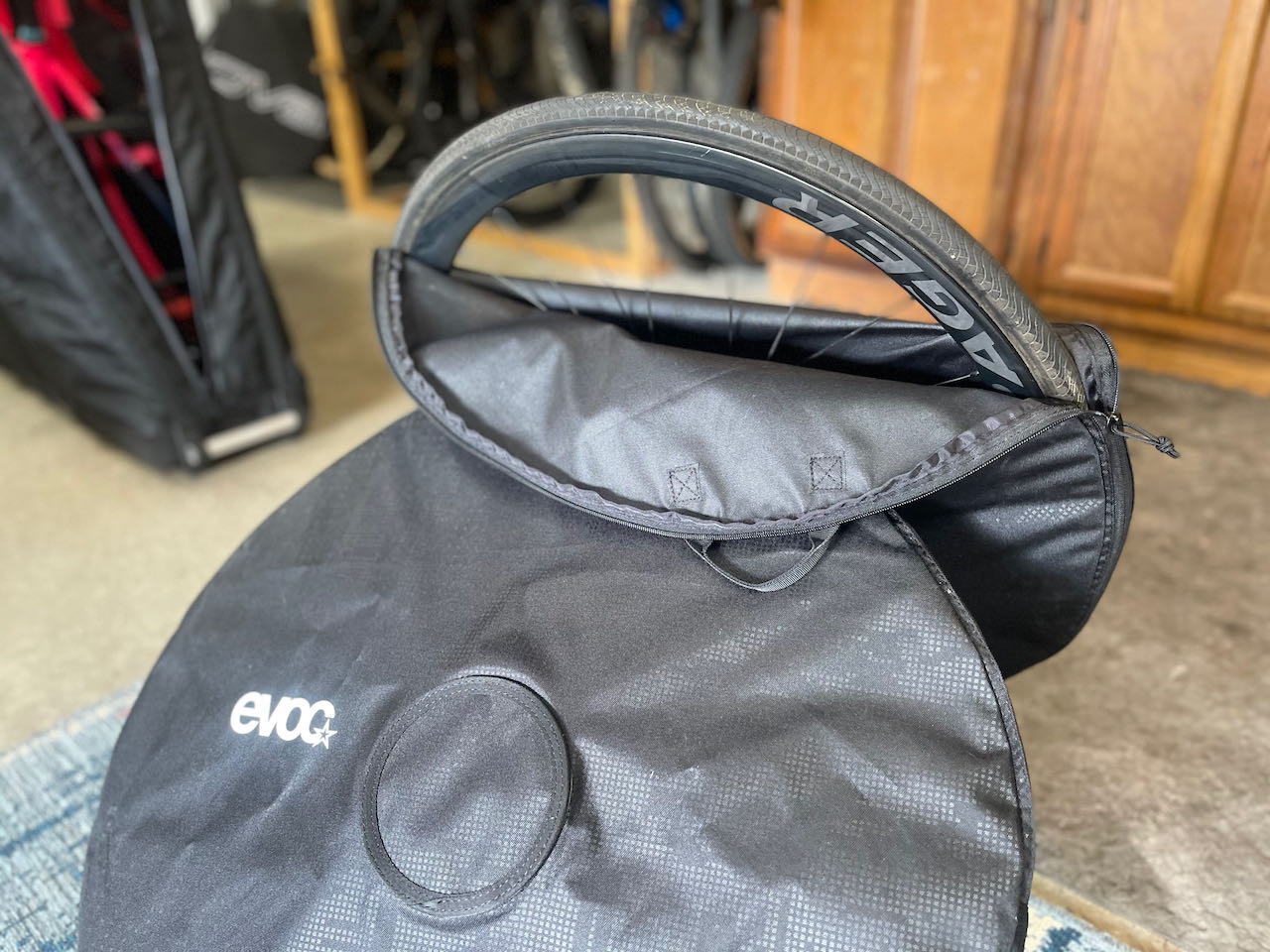EVOCs Road Bike Bag Pro with road wheels