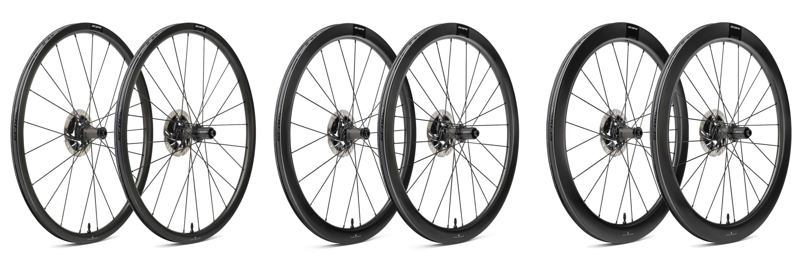Scope Sport S3 S4 S5 affordable carbon tubeless road wheels, 998€ for disc brakes