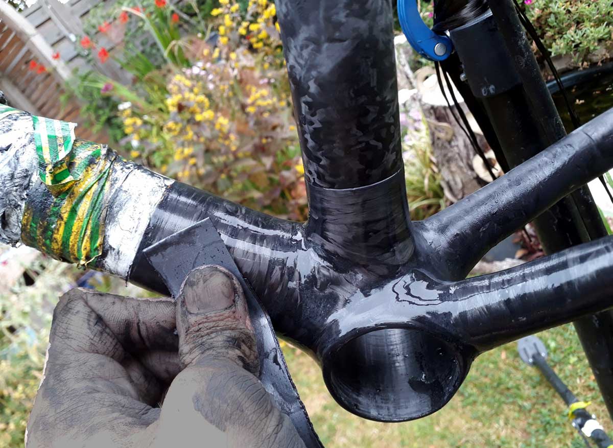 wet sanding carbon lug earthbound bikes gravel frame