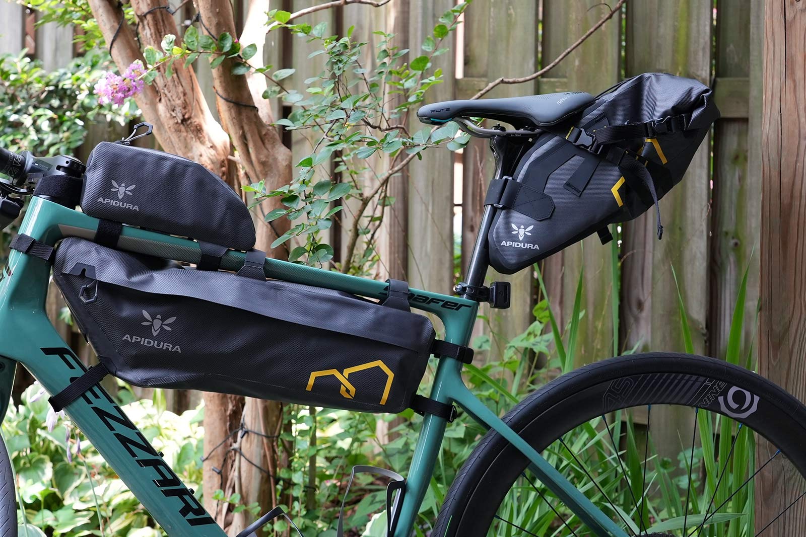 apidura expedition bikepacking bags installed on a gravel bike