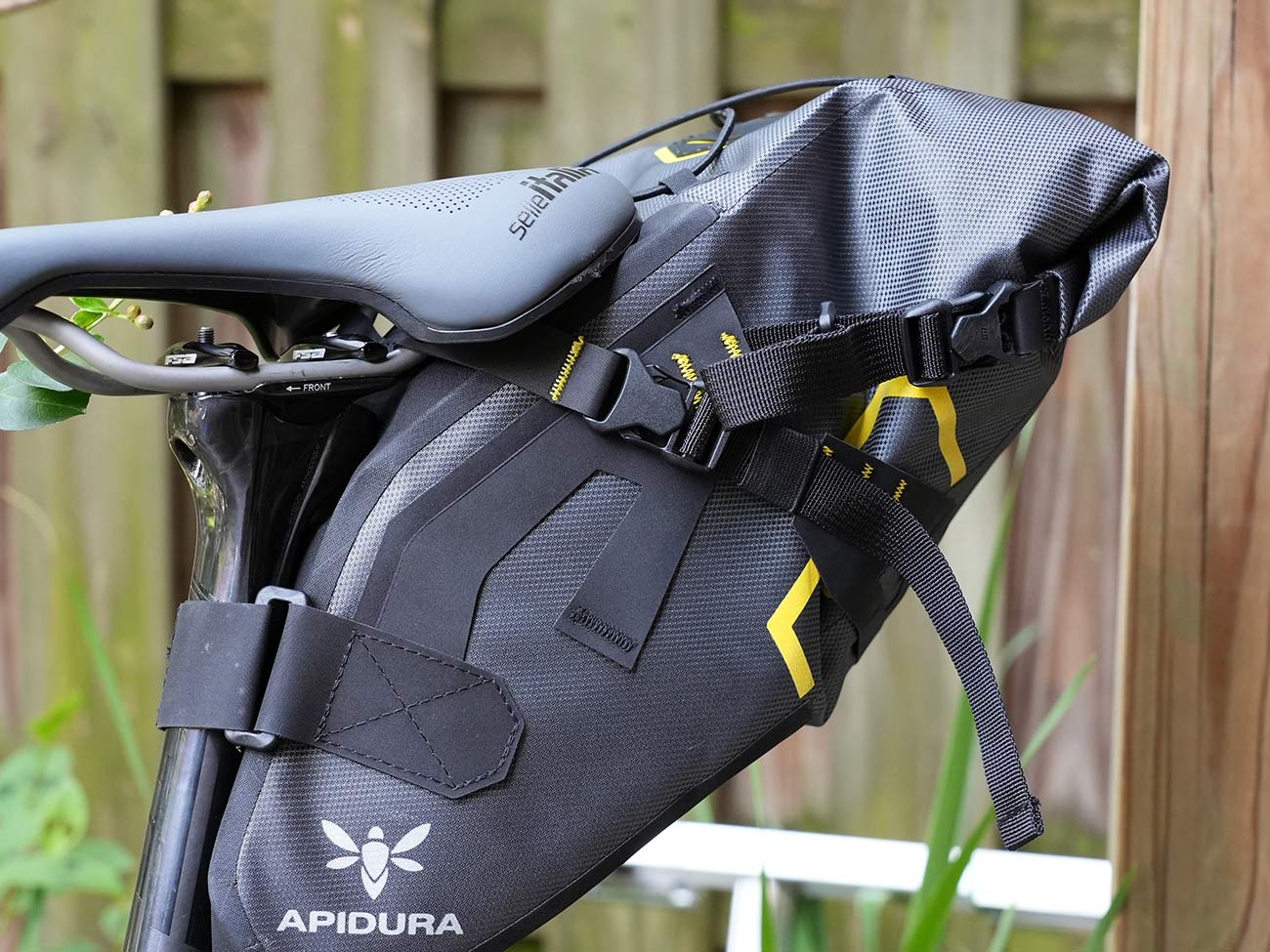 apidura expedition saddle pack on a bike