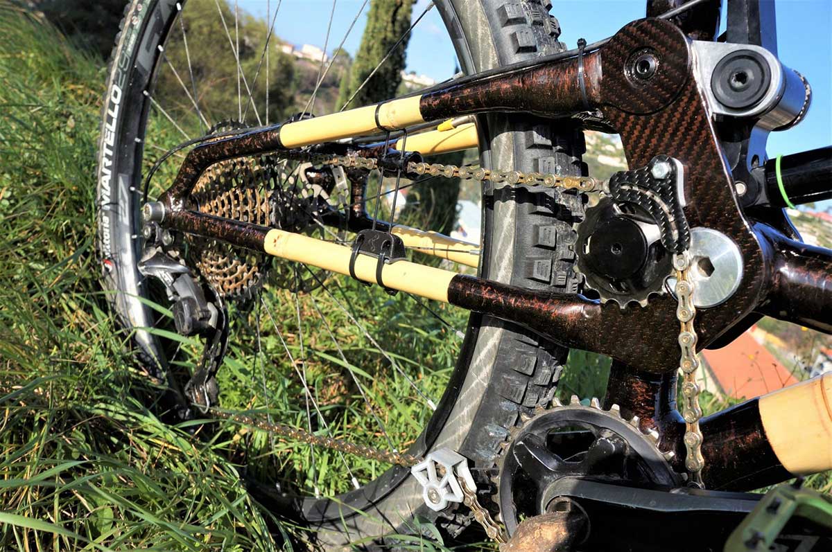 earthbound high pivot bamboo bike swingarm