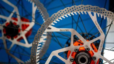 Spotted: Galfer Finned Disc Rotors improve heat dissipation for Commencal MUC-OFF