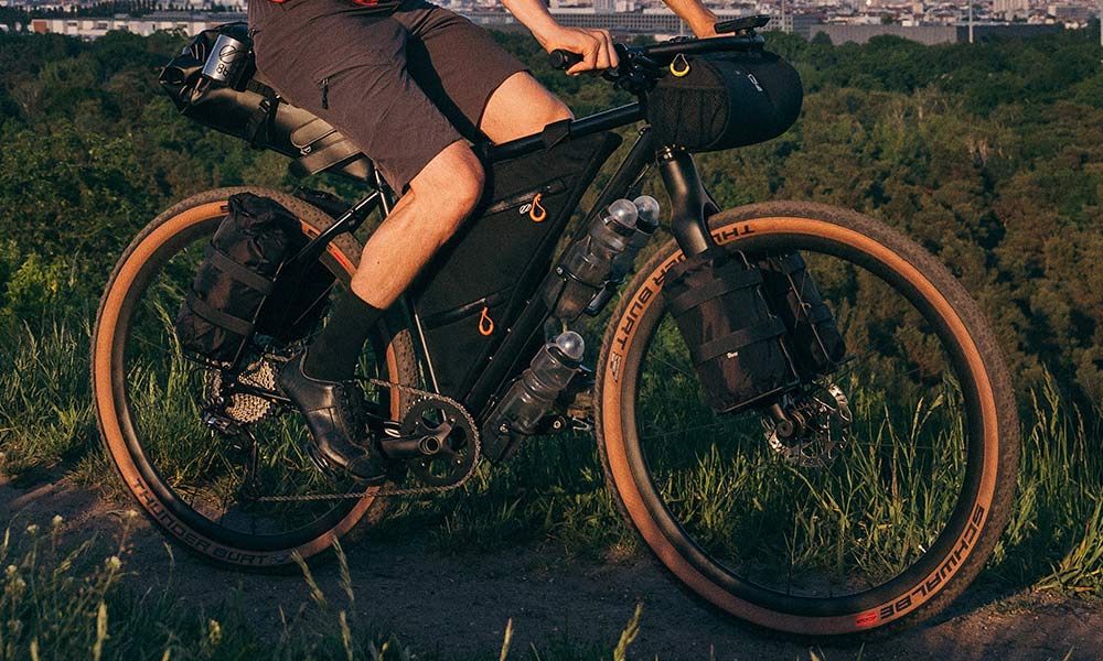 8bar Tflsberg steel off-road adventure bikepacking mountain bike, photo by Stefan Haehnel, riding
