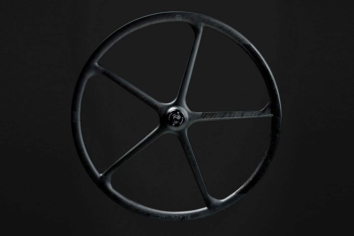 Black Inc FIVE aero carbon 5-spoke tubeless disc brake road bike wheels, black