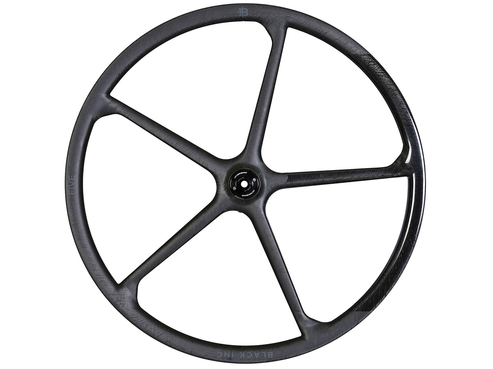 Black Inc FIVE aero carbon 5-spoke tubeless disc brake road bike wheels, side