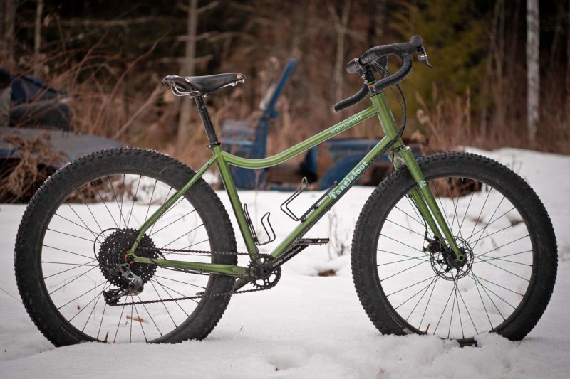 Tanglefoot Moonshiner MTB, 27.5+ rigid steel dropbar adventure touring bikepacking mountain bike, winter