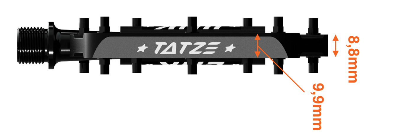 tatze link ultra thin flat mtb pedals 8.8mm thick outside edge low profile more clearance emtbs