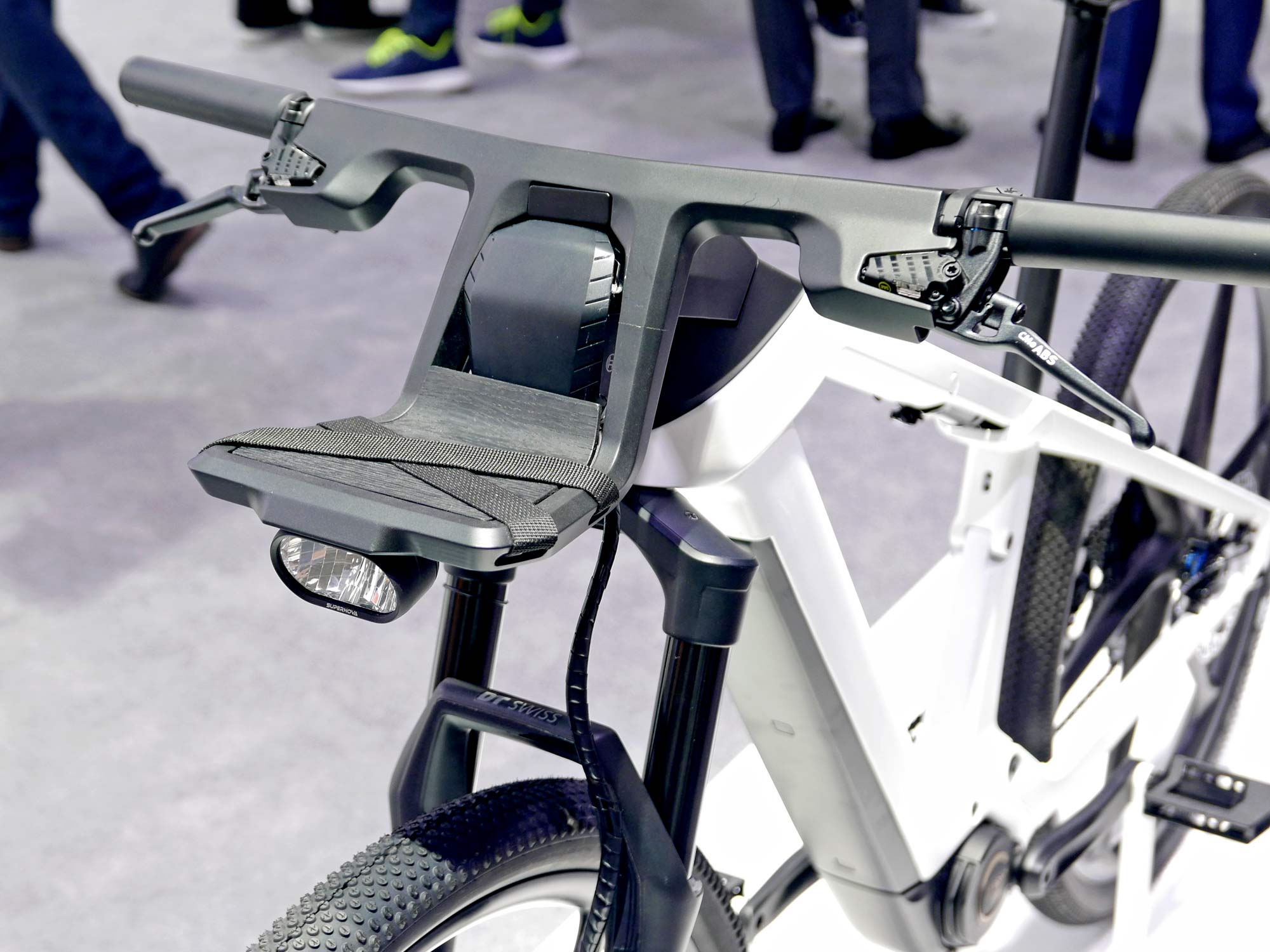 Bosch eBike ABS prototype e-bike with integrated anti-lock braking, carbon cockpit