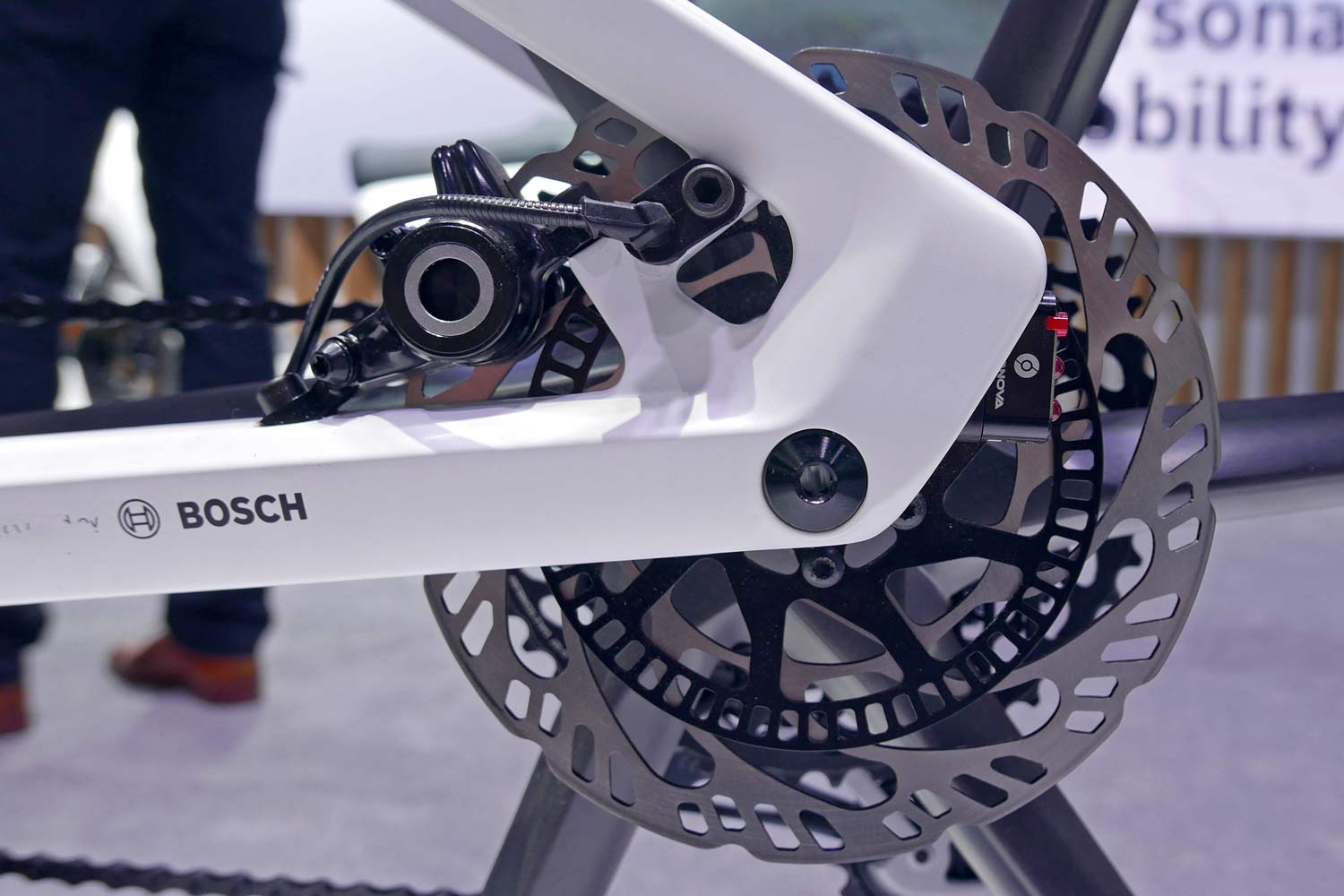 Bosch eBike ABS prototype e-bike with integrated anti-lock braking, rear brake