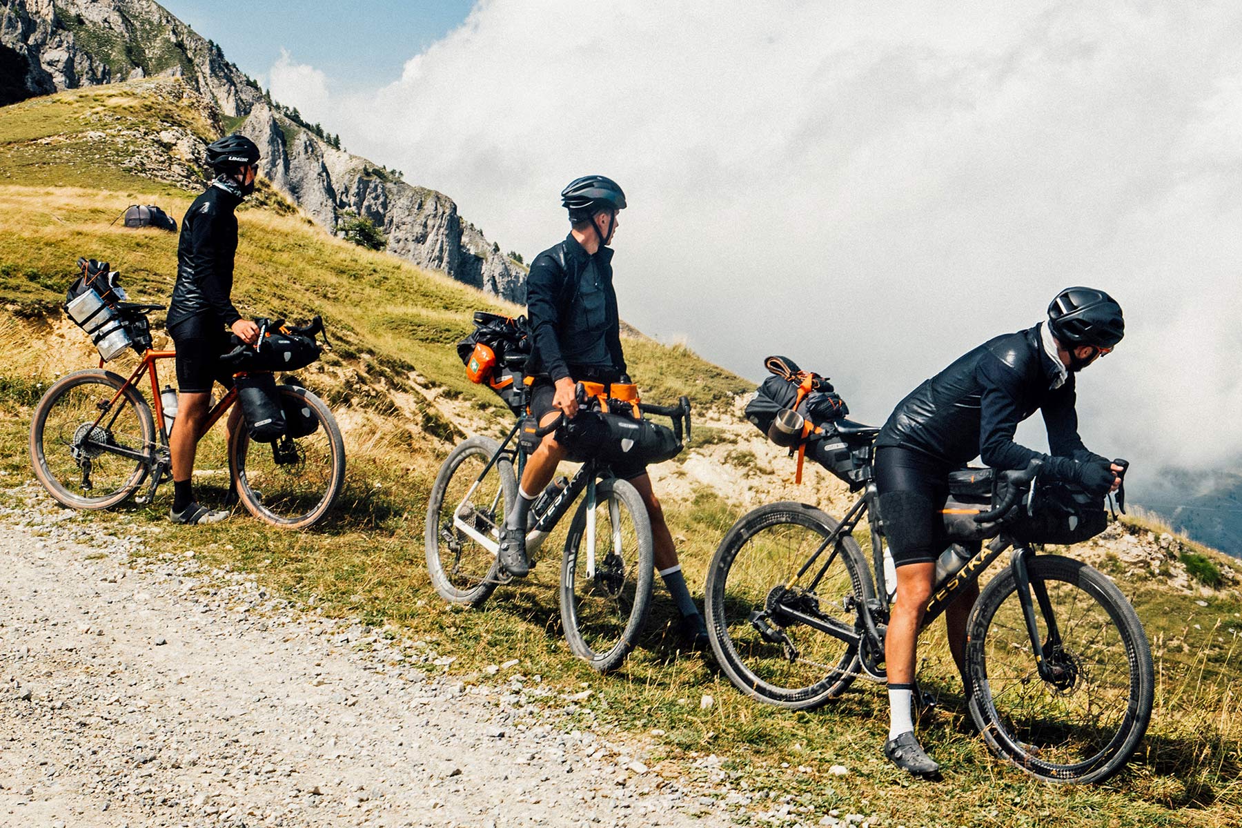 Festka Scout custom carbon adventure gravel bike, Dolomites bikepacking
