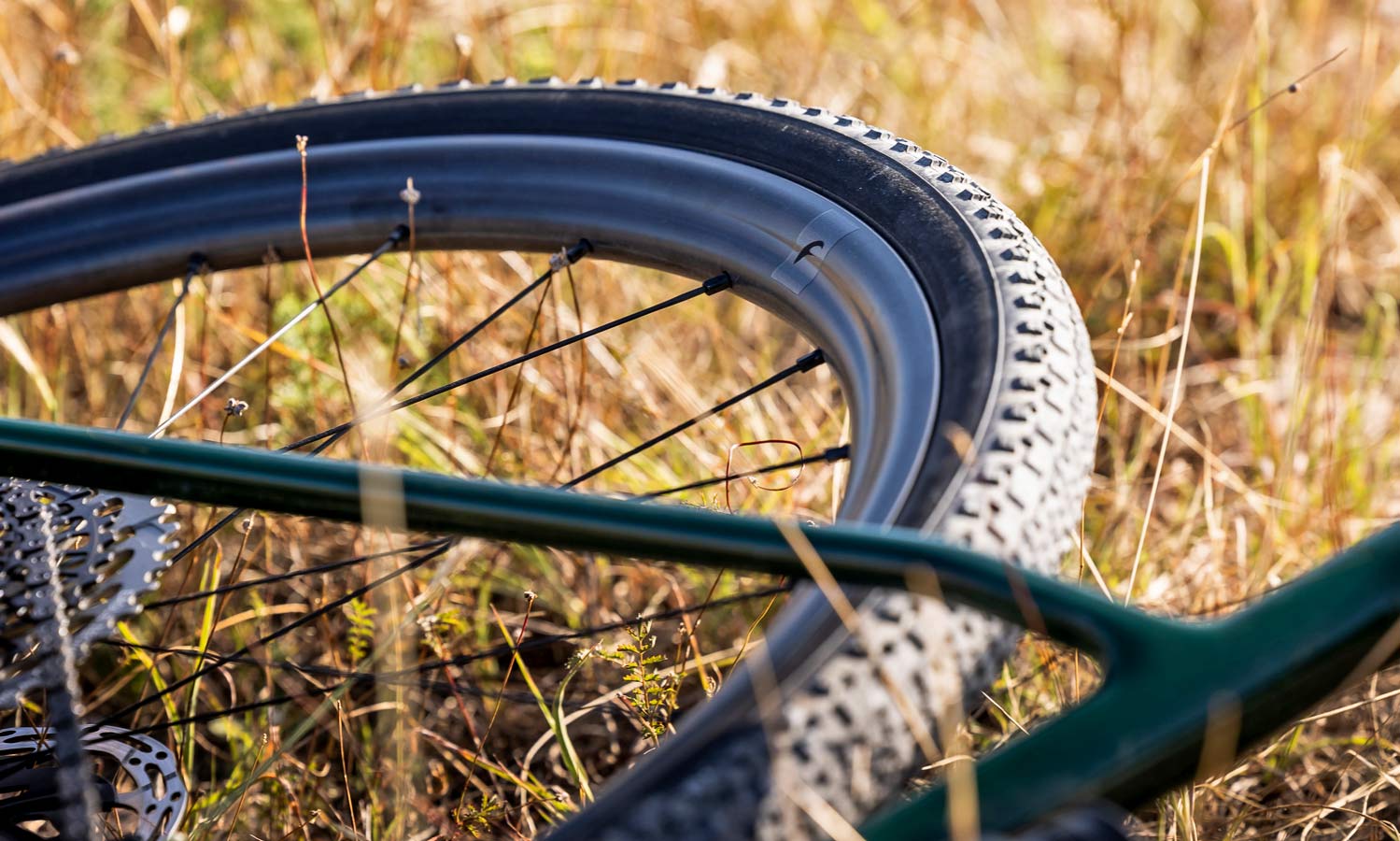 Fulcrum Rapid Red Carbon lightweight asymmetric tubeless gravel bike wheels, detail