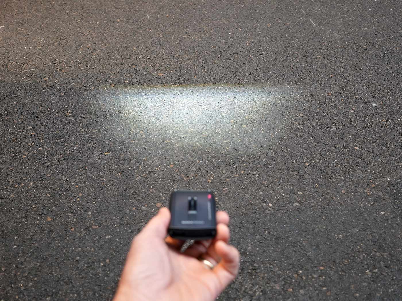 lightskin naca profile aerodynamic road bike headlight beam pattern on ground