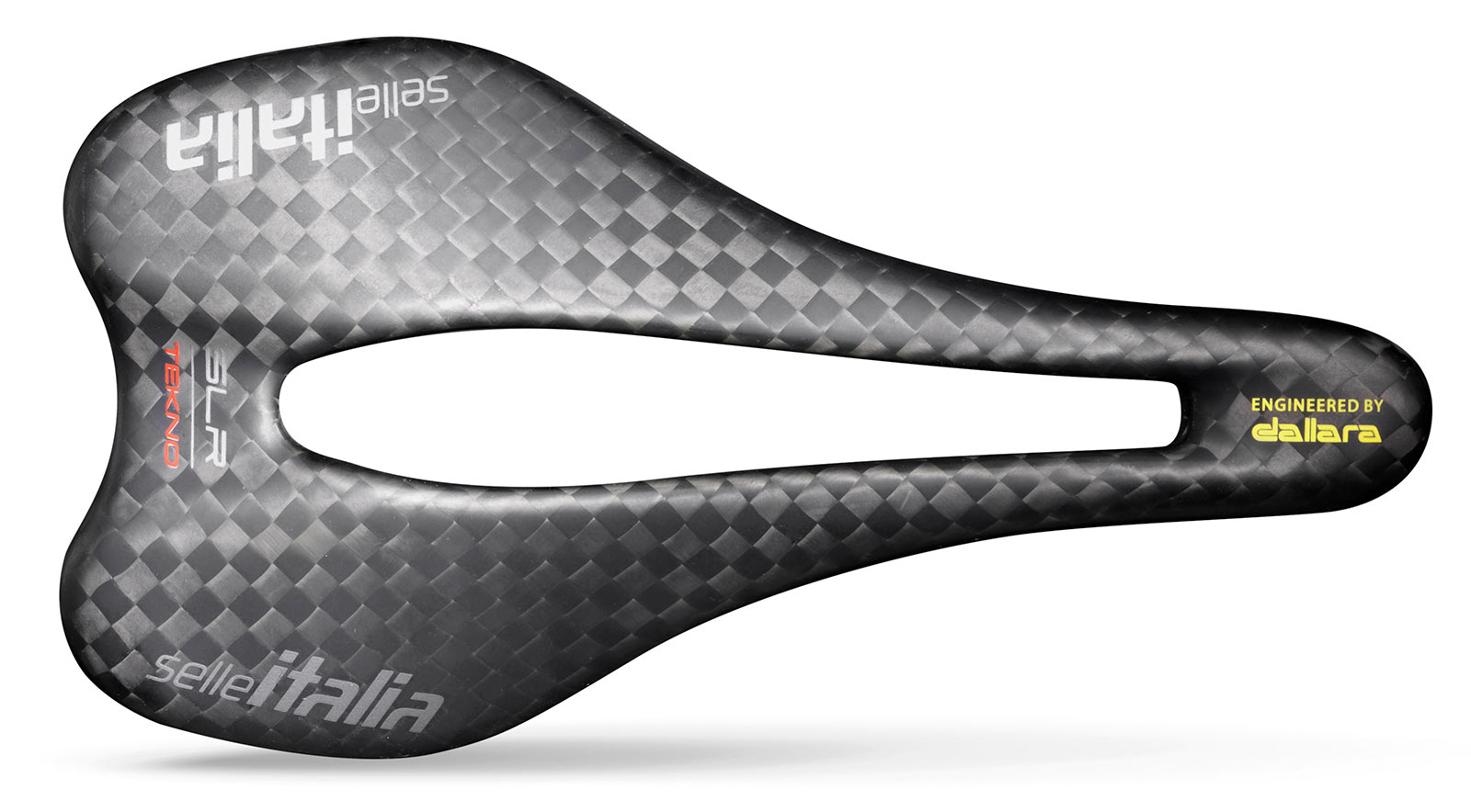 full carbon fiber selle italia slr boost tekno super flow road bike saddle shown from top