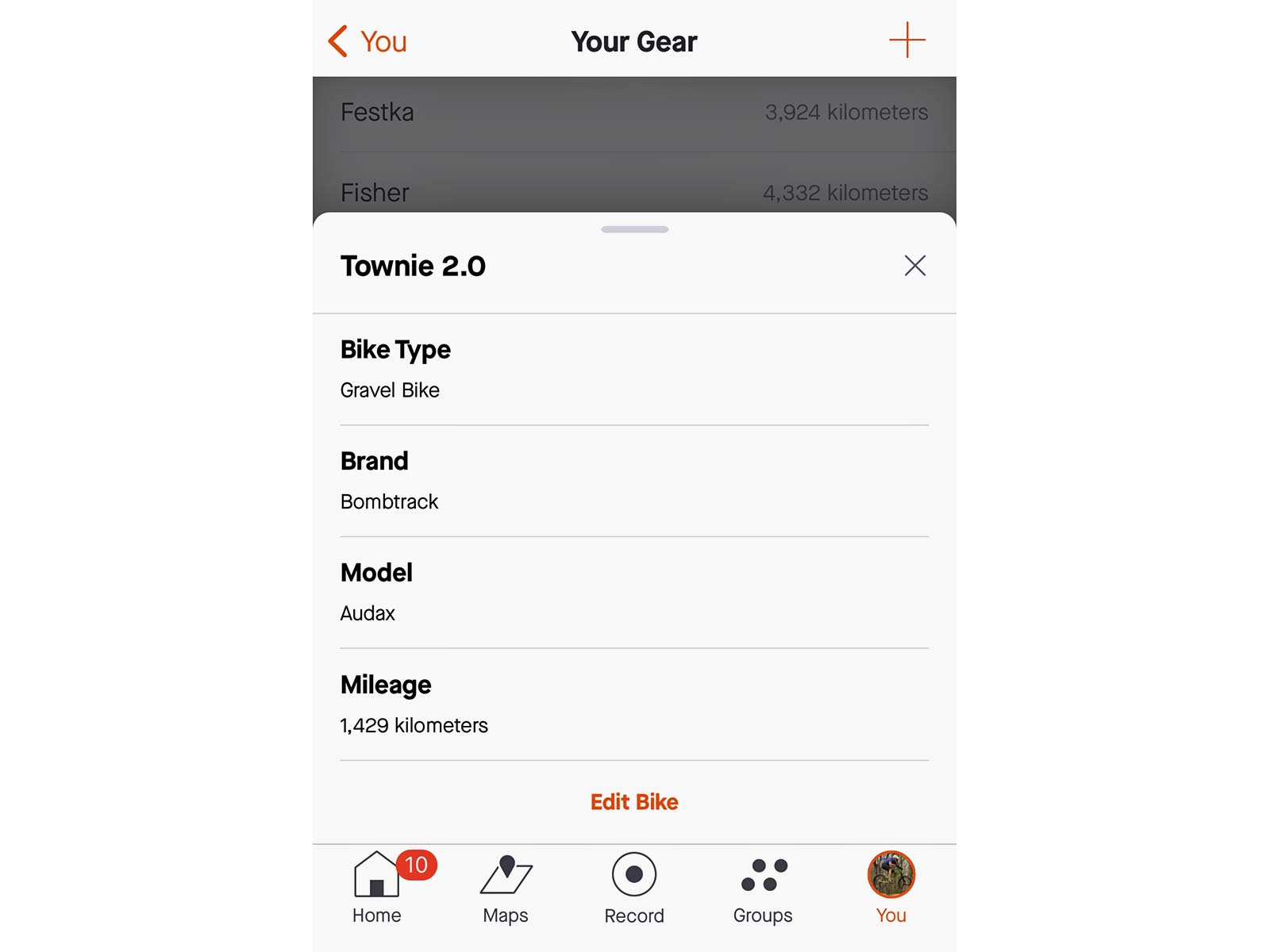 Strava Mobile Gear management for all
