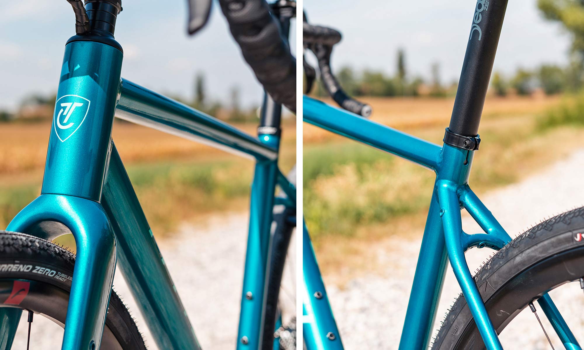 Titici All-In aluminum gravel bike, integrated custom alloy bike made-in-Italy, photo by Mattia Ragni, frame details