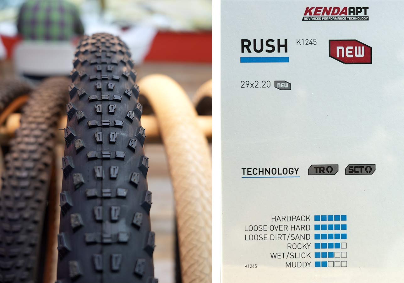 new kenda rush mountain bike tire tread pattern detail