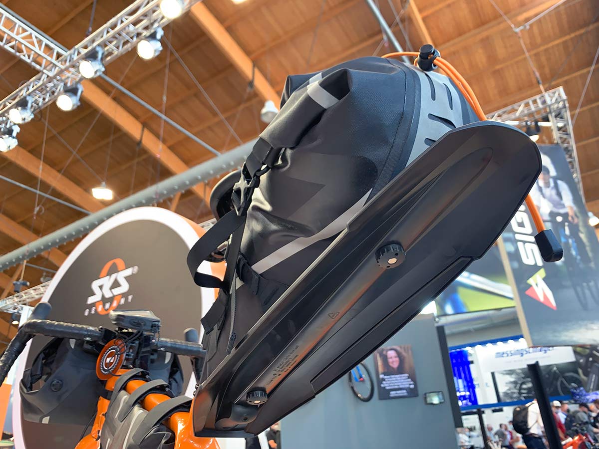 sks explorer series bikepacking saddle bag with integrated rear fender