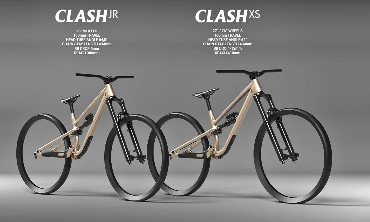 2022 Commencal Clash Kids alloy enduro bikes for small MTB riders, JR XS