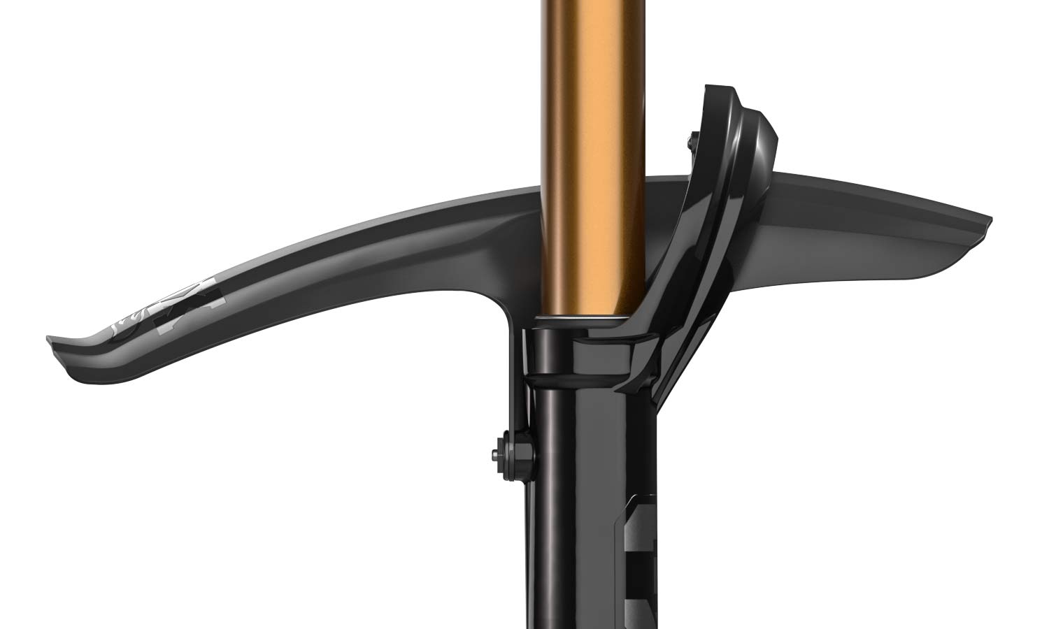 FOX XL Mudguard extends protection for 36 38 MTB forks, side profile