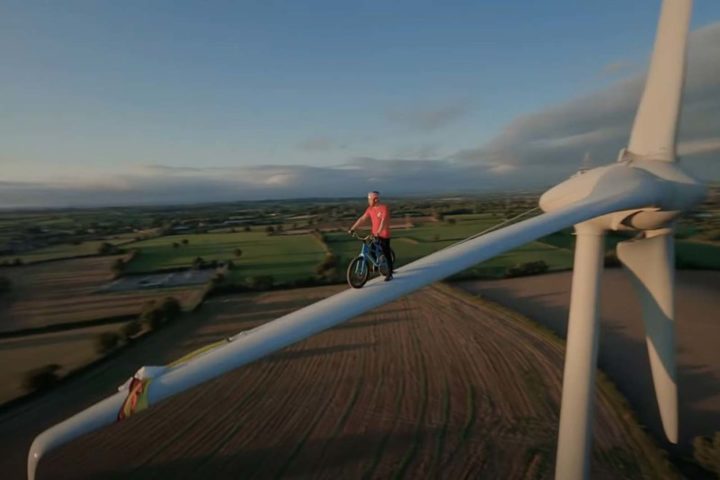Featured image for the article Must Watch: Danny MacAskill rides along Wind Turbine Blade in Climate Games
