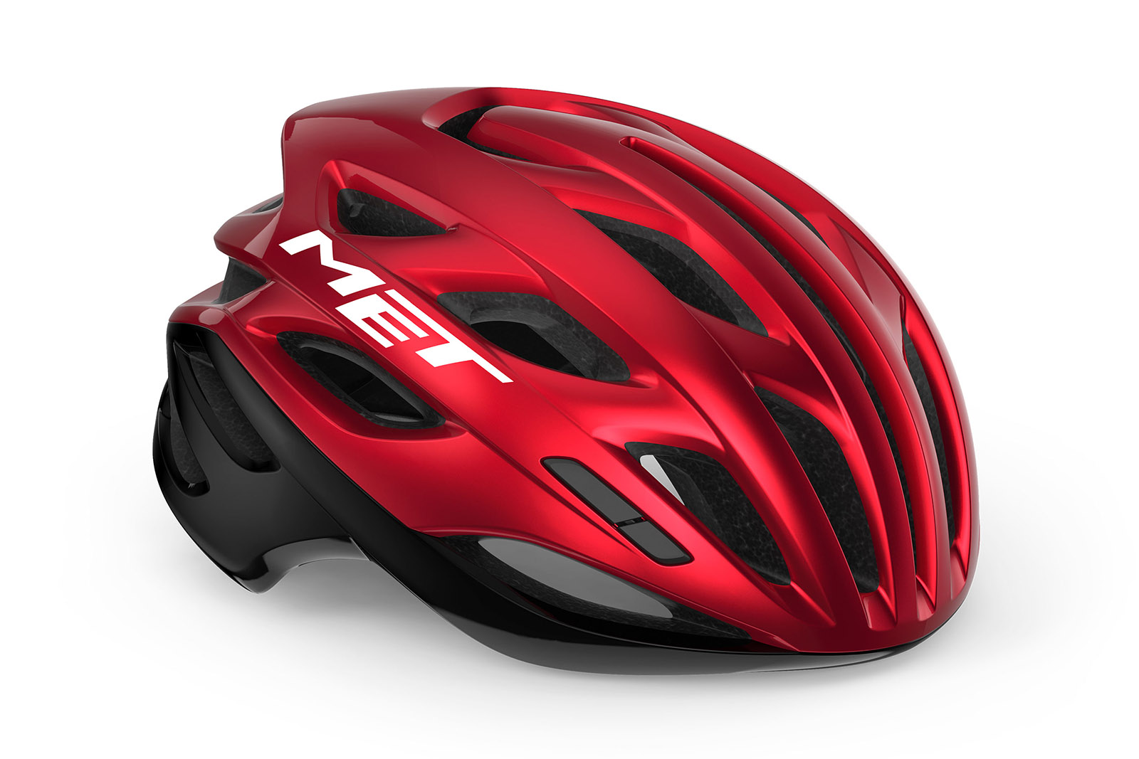 a red MET estro mips helmet against a white background