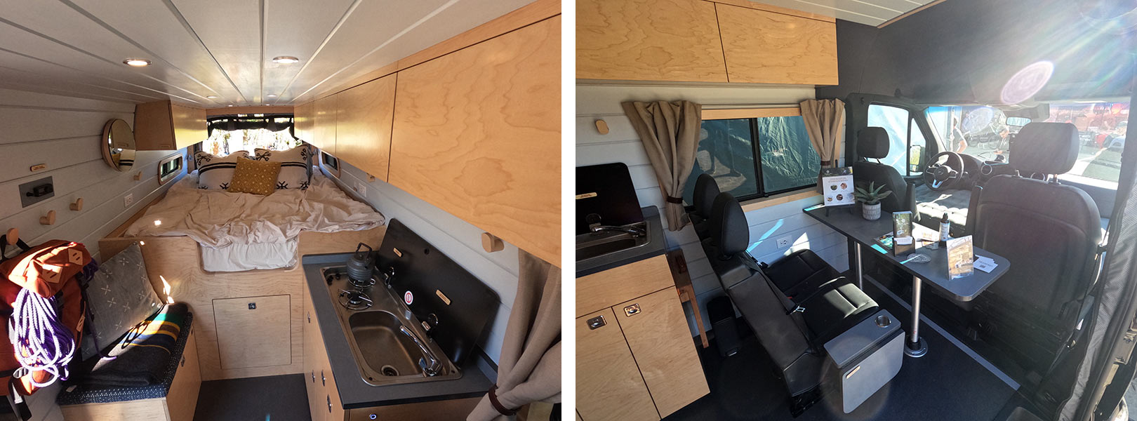 muse outdoors custom sprinter camper van with outdoor shower hose and premium kitchen