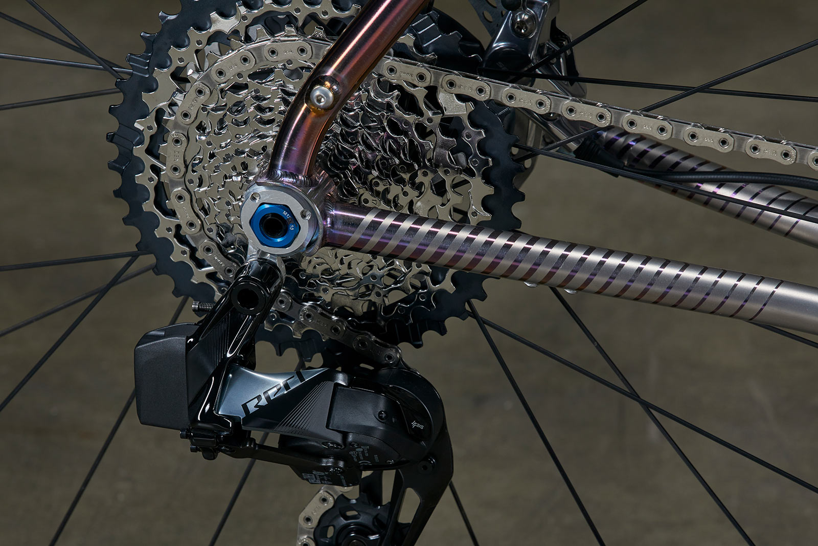 frame details on titanium sage storm king gravel bike