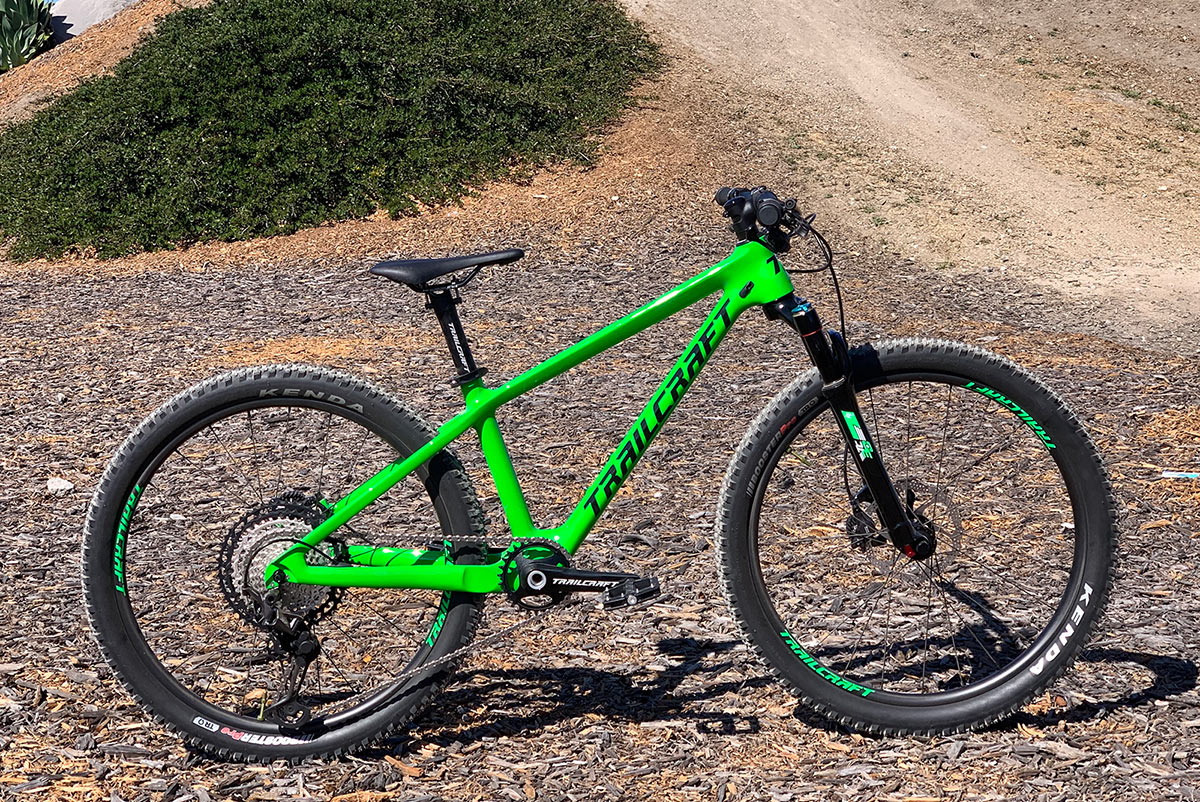 trailcraft pineridge carbon fiber kids mountain bike shown in green