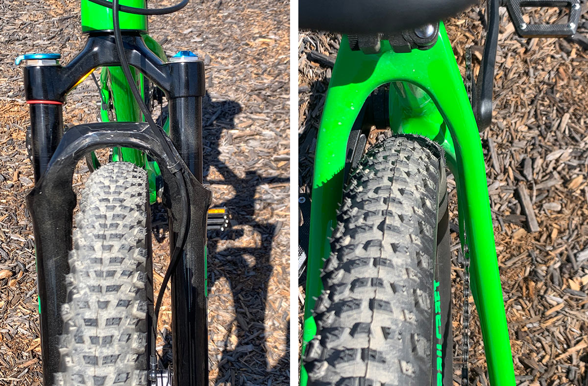 trailcraft pineridge carbon fiber kids mountain bike shown in green