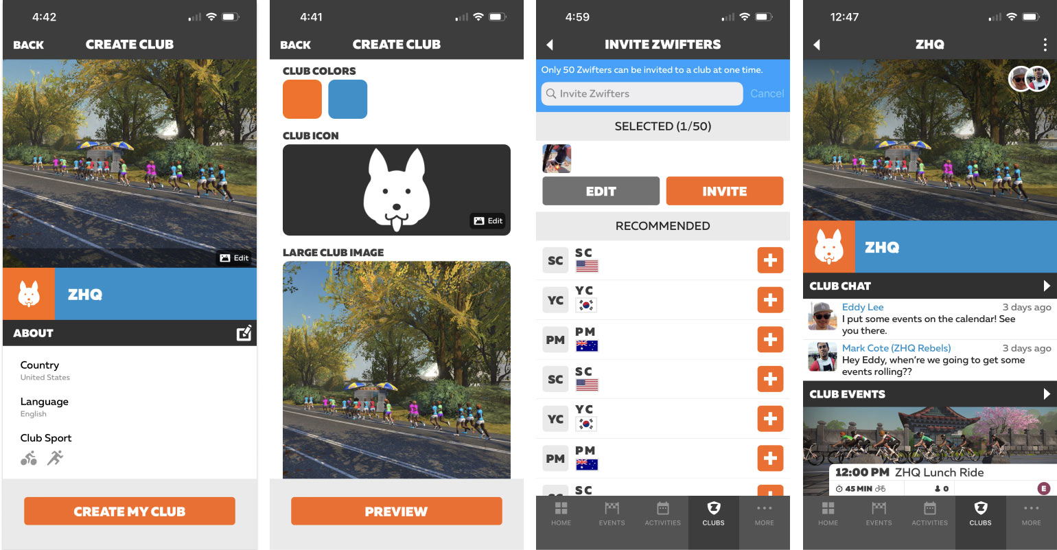 how to create a zwift club on the smartphone app