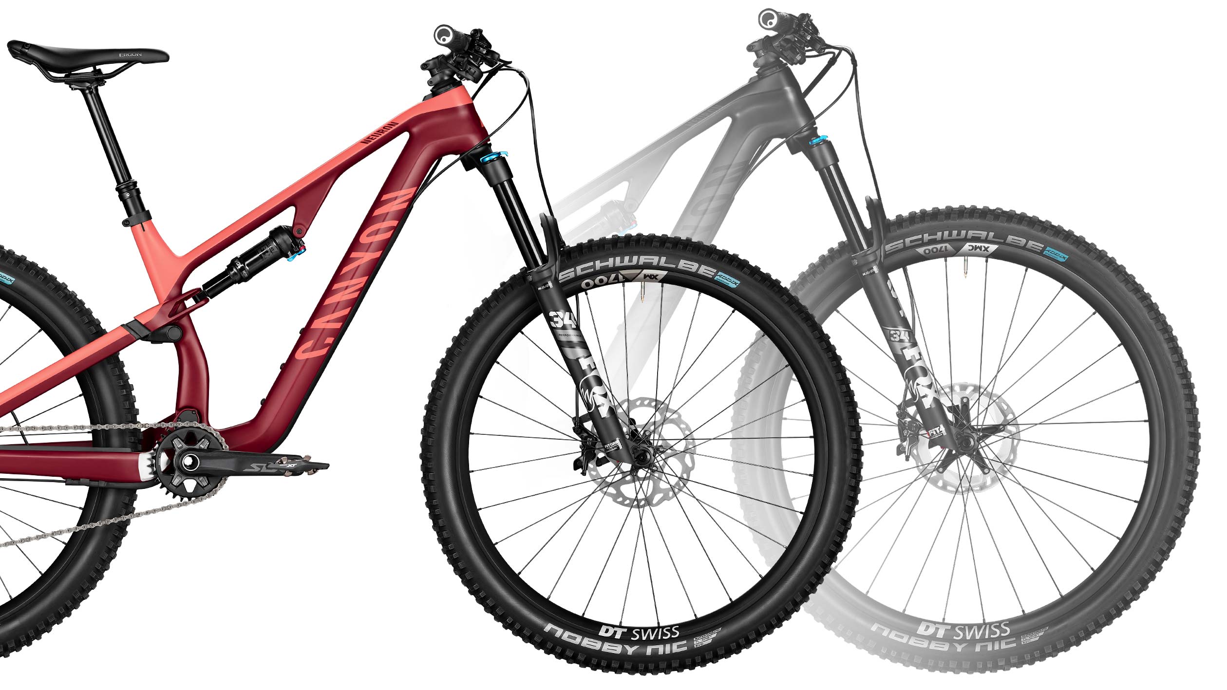 2022 Canyon Neuron CF carbon trail mountain bike, updated 130mm rear, longer 140mm fork travel, 27.5 or 29er
