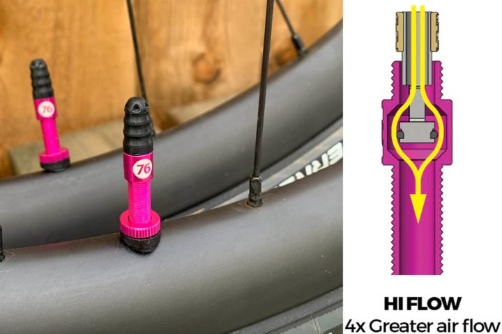 Featured image for the article 76 Projects Hi Flow No Clog Tubeless Valve delivers 4X air flow of Presta