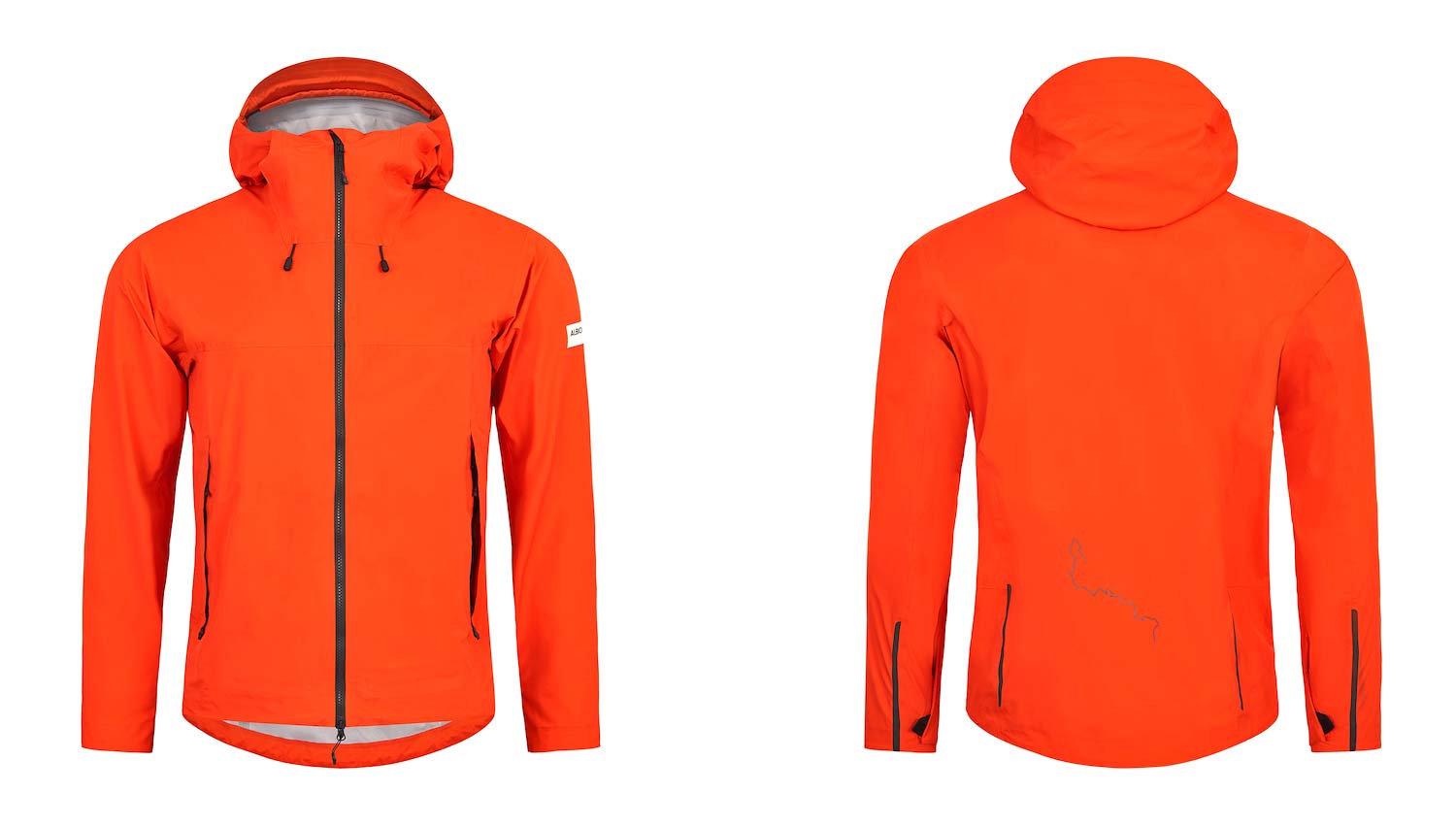 Albion Zoa Rain Shell, recycled Pertex fabrics, front & back in orange