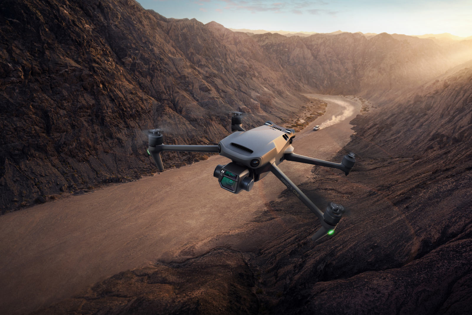 new dji mavic 3 drone flying in the desert
