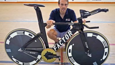 Alex Dowsett aims for Hour Record on custom Factor Hanzo with Silca prototype ti track dropouts