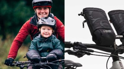 Kids Ride Shotgun Pogies are handlebar mounted hand warmers for your little one