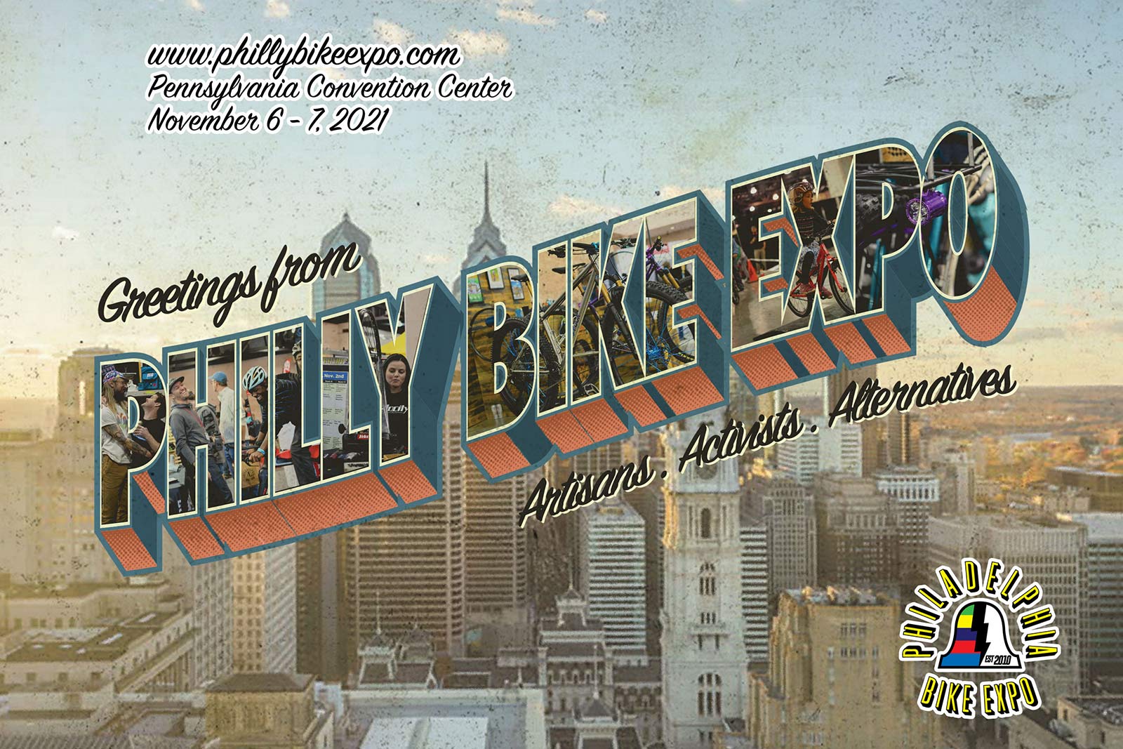 2021 philly bike expo poster postcard