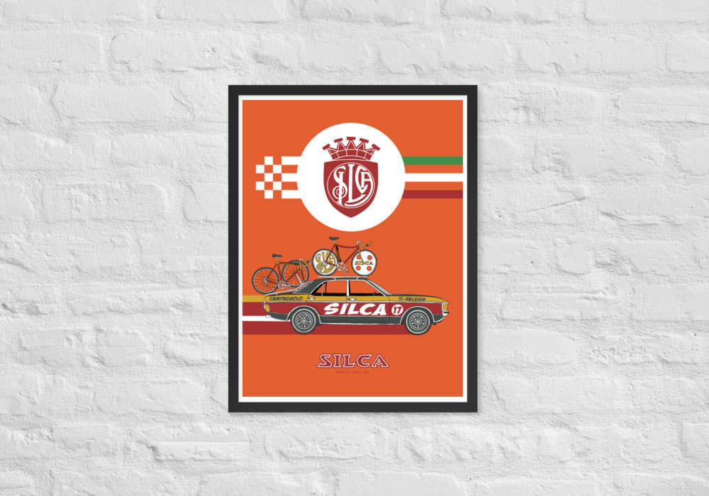 classic silca cycling team support car posters by tim deboom
