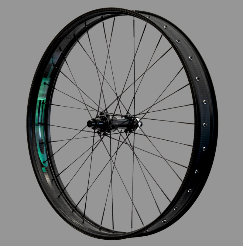 HED's Made in Minnesota Big Deal limited-edition fat bike wheel set features a Northern Lights-inspired decal on the rim.