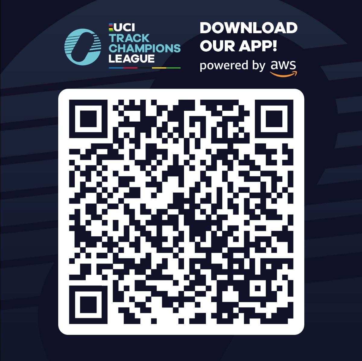 The QR code to download the UCI rider tracking app.