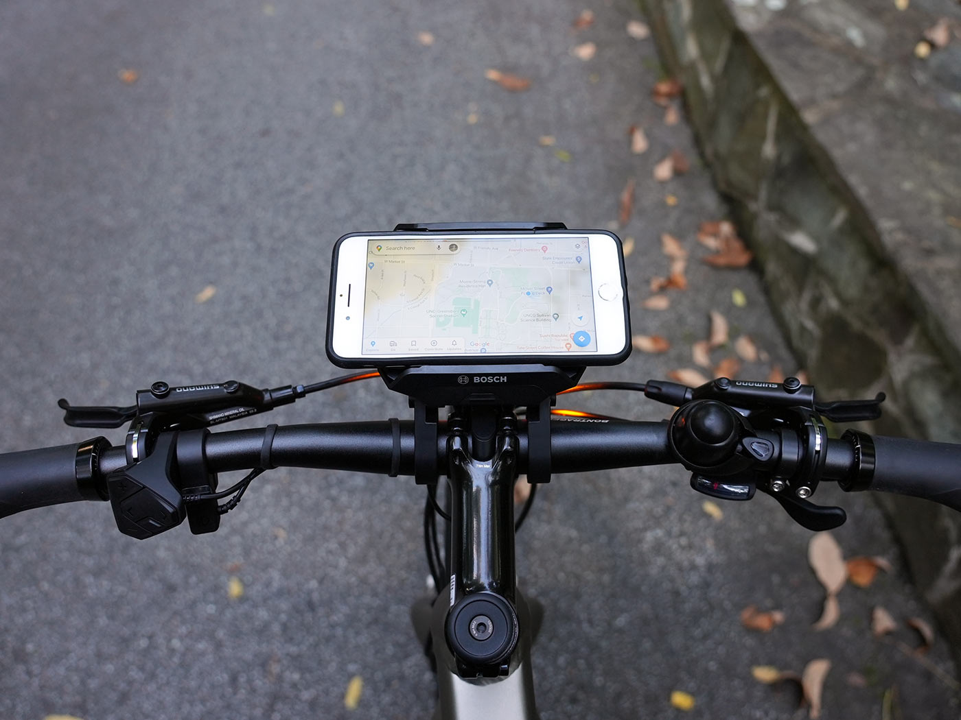 iPhone mount on front of trek allant+ 8S commuter e-bike