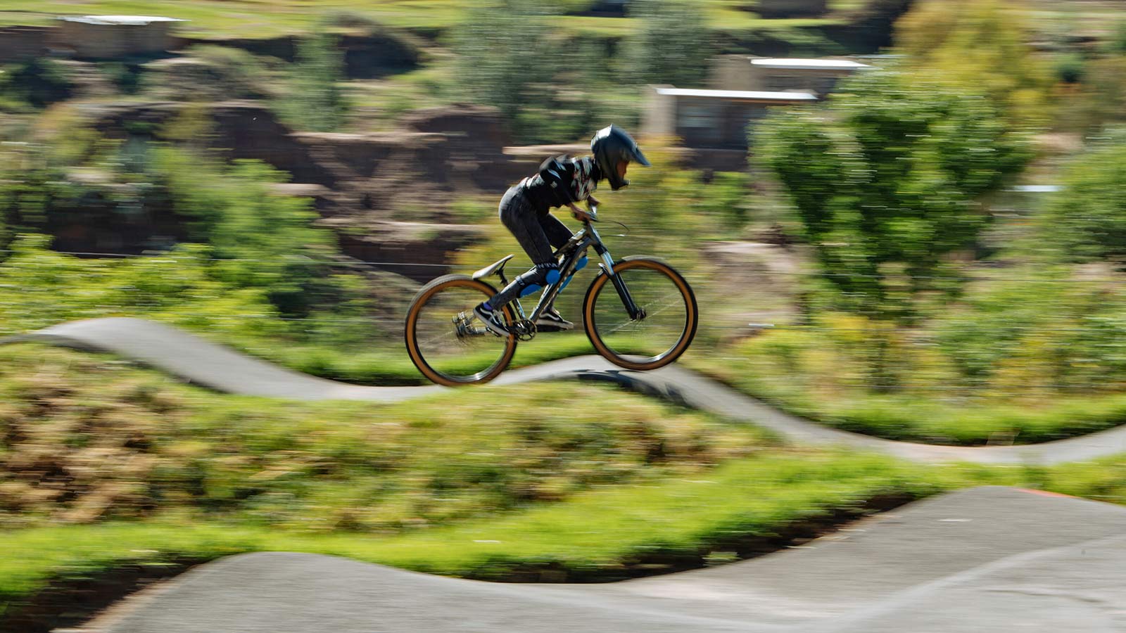 Khothalang Leuta is The Fastest Girl in the Village pump track, photo by Tyrone Bradley RedBull, Lesotho training