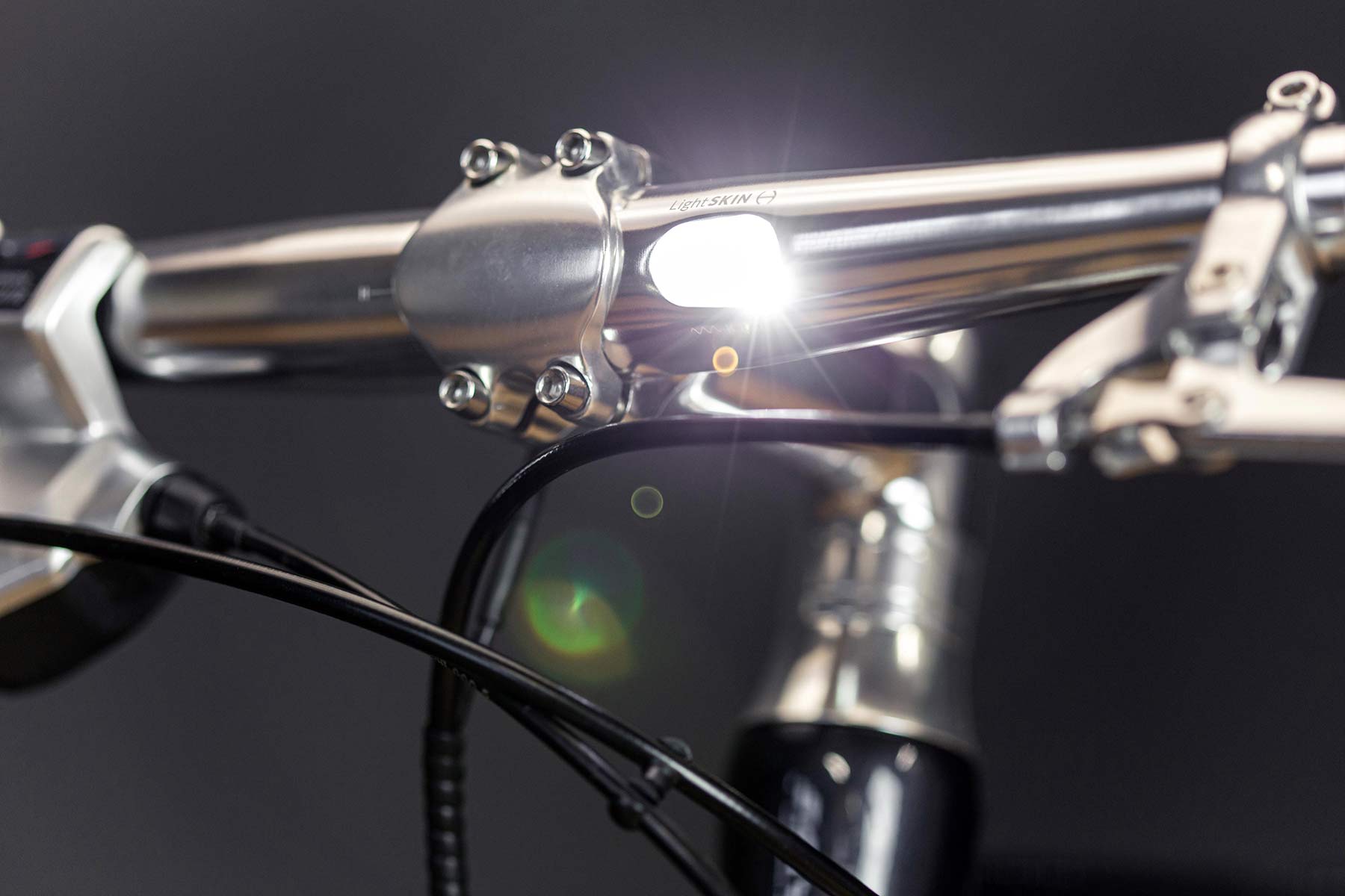 Schindelhauer x LightSkin alloy handlebar hidden LED headlight, dynamo-powered, front