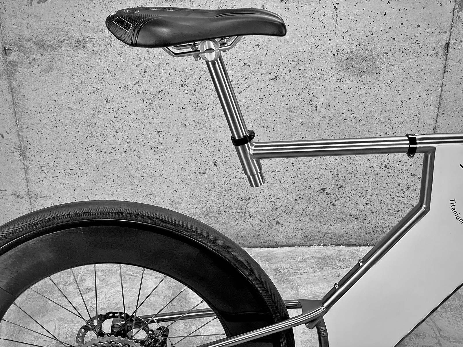 Unicorn Cycles titanium time trial bike prototype, Tri-ti-Y v2 adjustableseat mast
