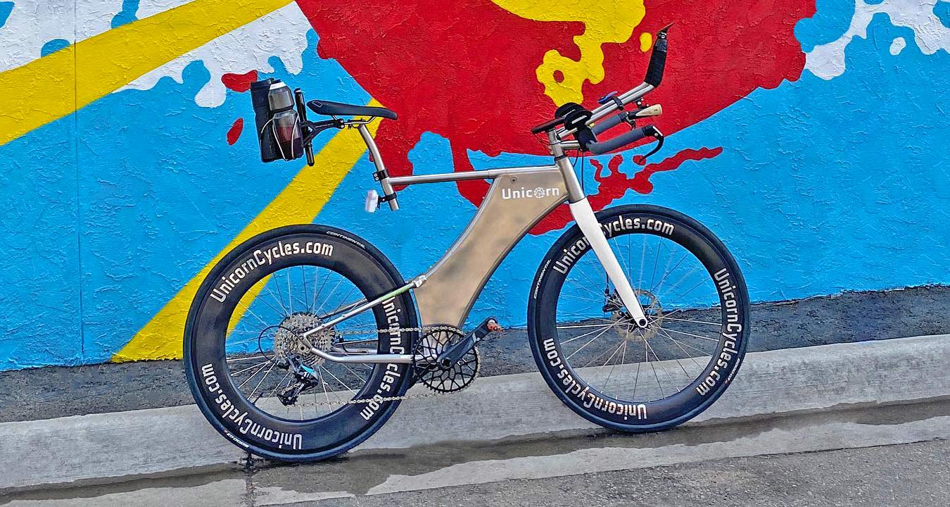 Unicorn Cycles titanium time trial bike prototype, Tri-ti-Y 1st generation