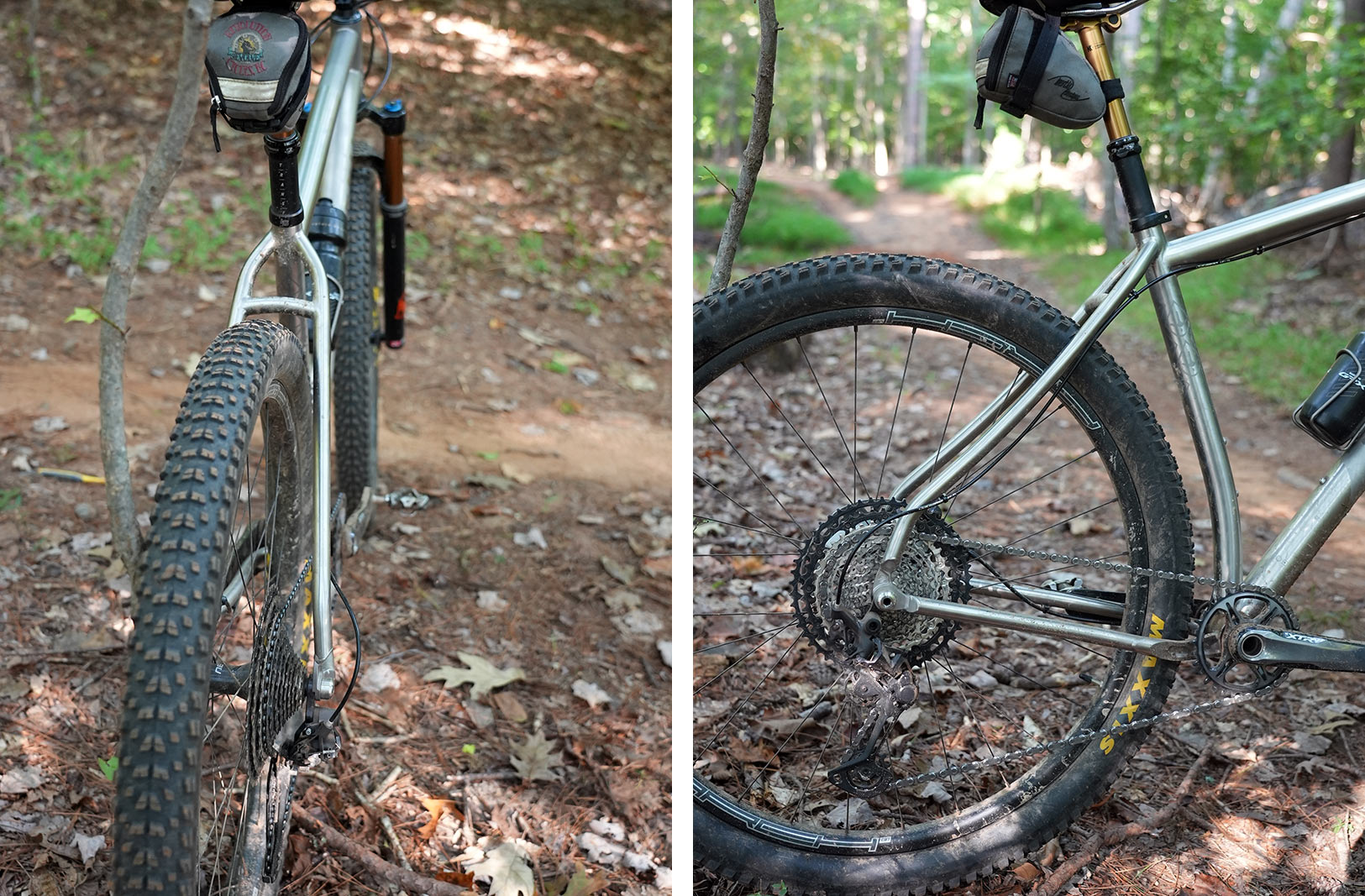 rear tire closeup and clearance on litespeed pinhoti 3 ti hardtail mountain bike review