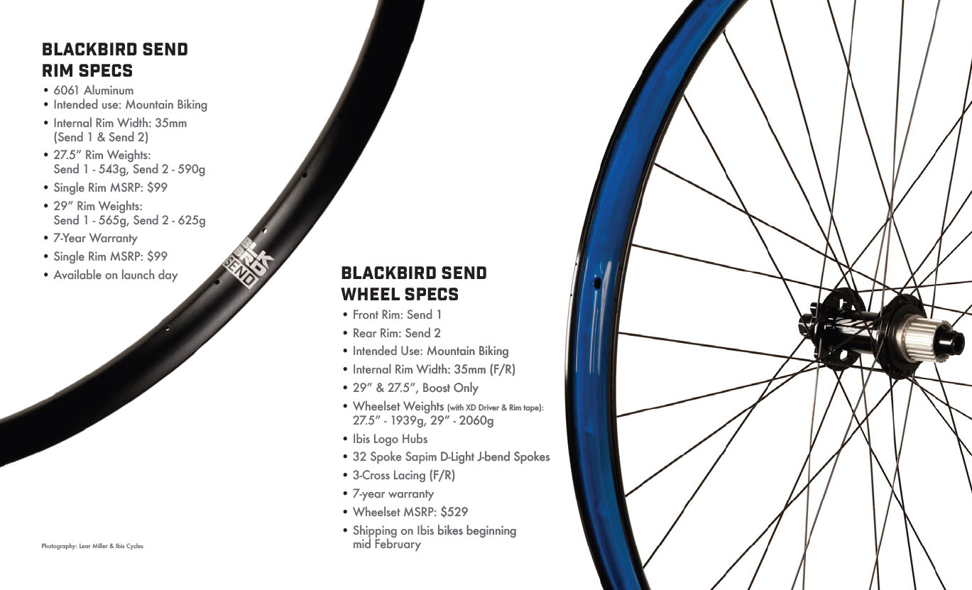 BlackBird Send aluminum rims and wheels spec